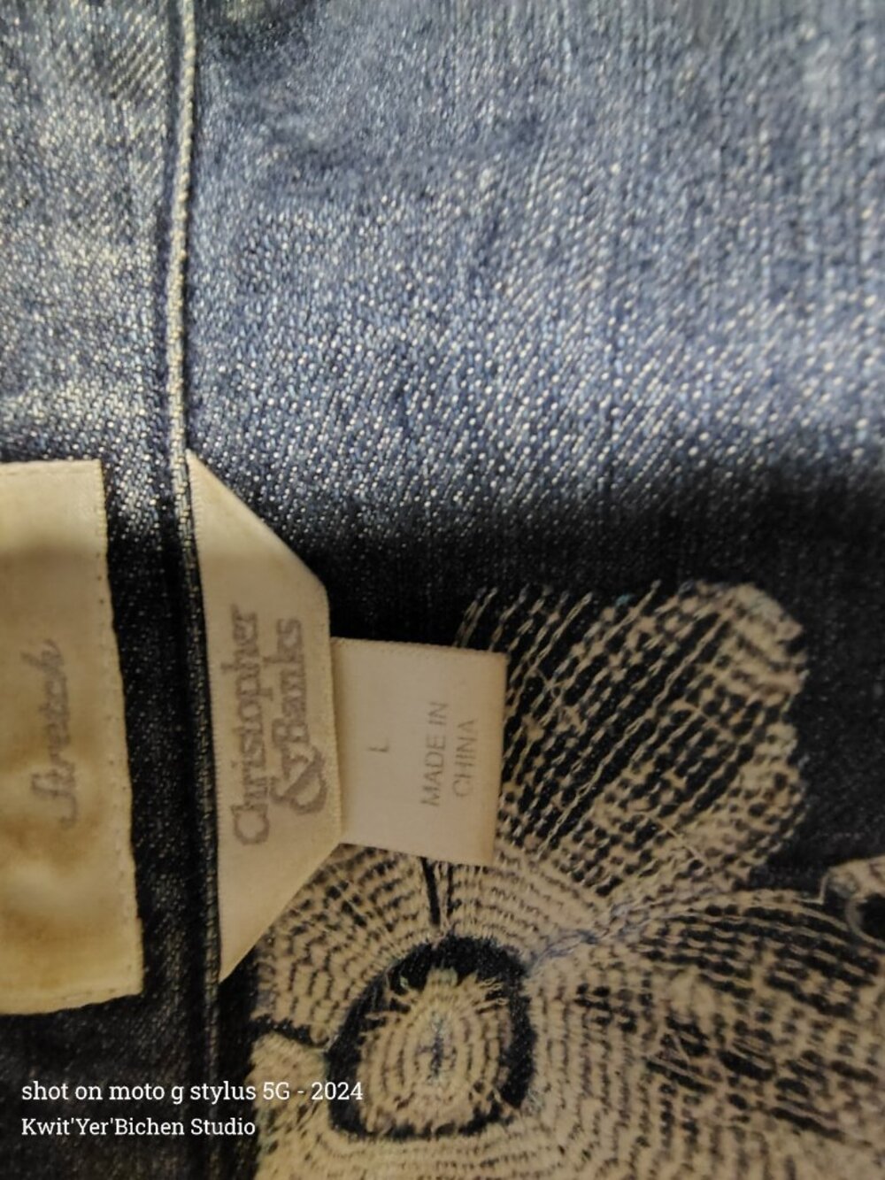 Christopher Banks Embroidered Jean Jacket LG - Picture 5 of 6